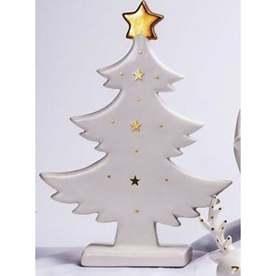 Christmas Decorative Illuminated Ceramic Tree 25cm White
