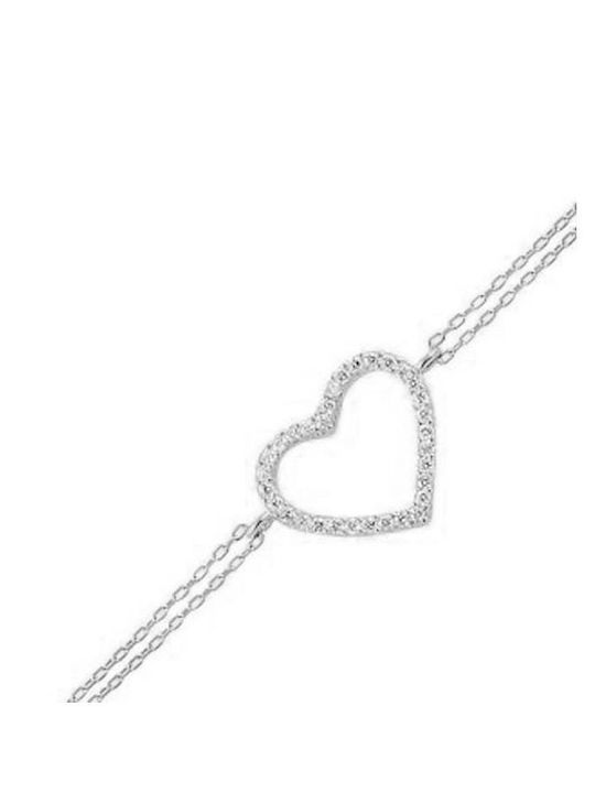 Paraxenies Bracelet Chain with design Heart made of Silver with Zircon