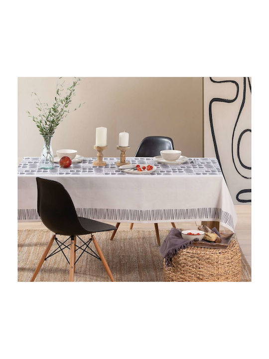 Nef-Nef Homeware Xavier Checkered Tablecloth Natural / Black 140x140cm