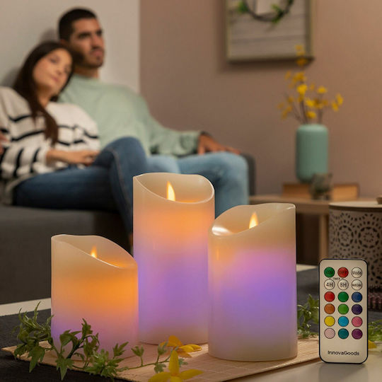 InnovaGoods Διακοσμητικό Φωτιστικό LED RGB Κερί 3τμχ 7.5εκ.