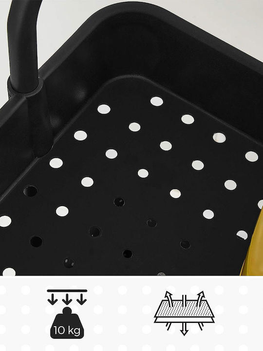 Songmics Metallic Kitchen Trolley 3 Tiers Black 41.6x33.5x86.3cm