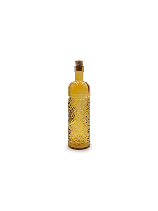 Glass Drops Bottle Water Glass with Cork Yellow 500ml