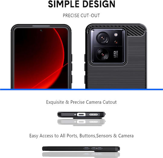 Techsuit Carbon Umschlag Rückseite Silikon Schwarz (Xiaomi 13T / 13T ProXiaomi 13T / 13T Pro)