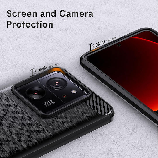 Techsuit Carbon Umschlag Rückseite Silikon Schwarz (Xiaomi 13T / 13T ProXiaomi 13T / 13T Pro)