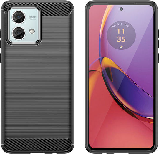 Techsuit Carbon Umschlag Rückseite Silikon Schwarz (Motorola Moto G84)