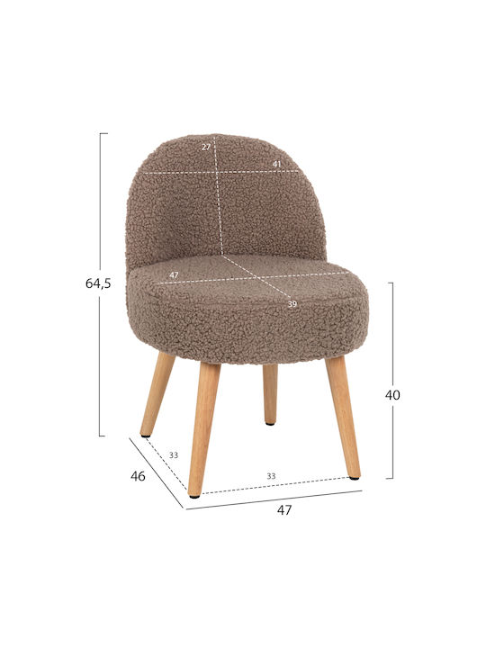 Stool For Living Room with Backrest Upholstered with Fabric Yasmine Open coffee shop 47x46x64cm