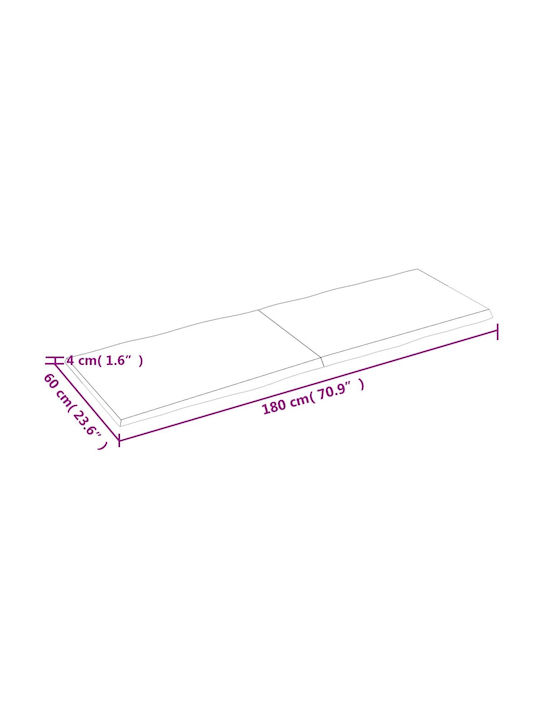 vidaXL Rechteckig Bürotischoberfläche aus Massivholz in Braun Farbe 180x60x4cm 364044 1Stück