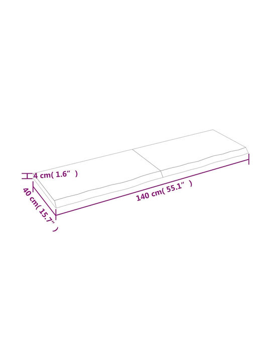 vidaXL Rectangular Office Desk Surface made of Solid Wood Dark Grey 140x40x4cm 3156440 1pcs