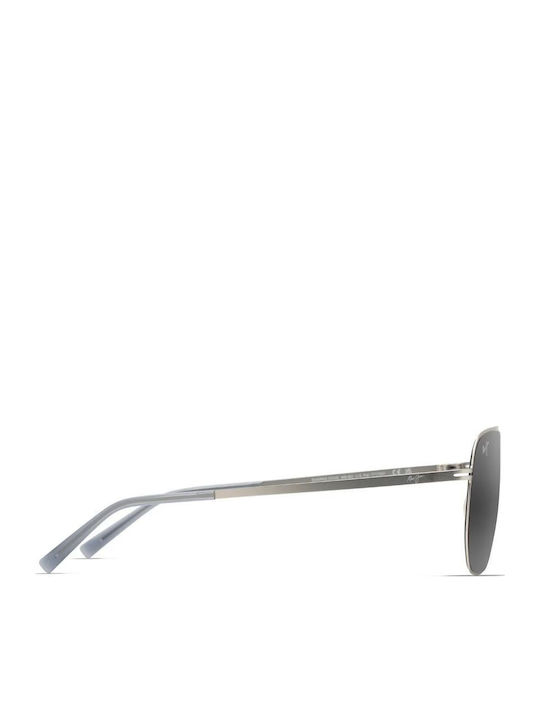 Maui Jim Unisex Sunglasses with Gray Metal Frame and Gray Polarized Lens