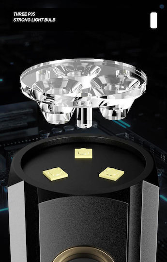 Wiederaufladbar Taschenlampe LED IPX8 mit maximaler Helligkeit 3000lm Ts-p35 Schwarz