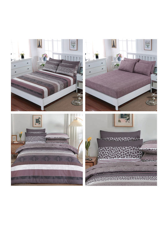 Casa Colori Sheet Double with Elastic 140x200+30cm. Serpantine Revo Coffee