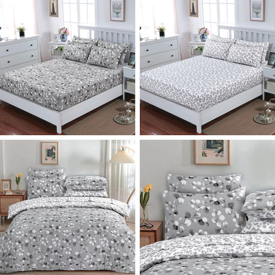 Casa Colori Чаршаф Двойна с Ластик 140x200+30см. Grey Revo Сив