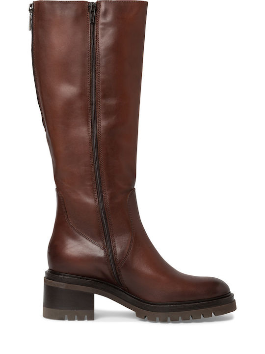 Tamaris Leather Medium Heel Women's Boots Brown