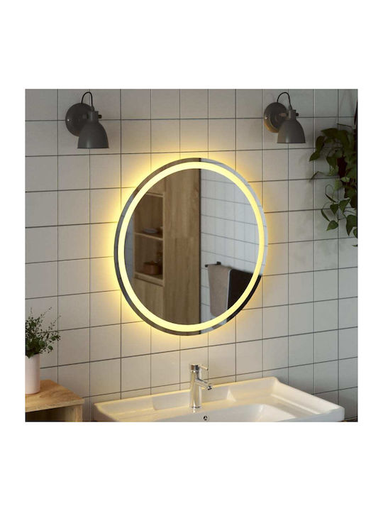 vidaXL Στρογγυλός Καθρέπτης Μπάνιου Led 70x70cm Διάφανος
