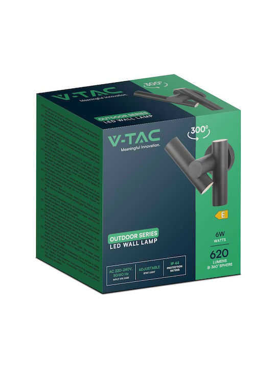 V-TAC Επιτοίχιο Εξωτερικό Σποτ LED IP44 6W με Θερμό Λευκό Φως 17.2x10.5x25.3εκ.