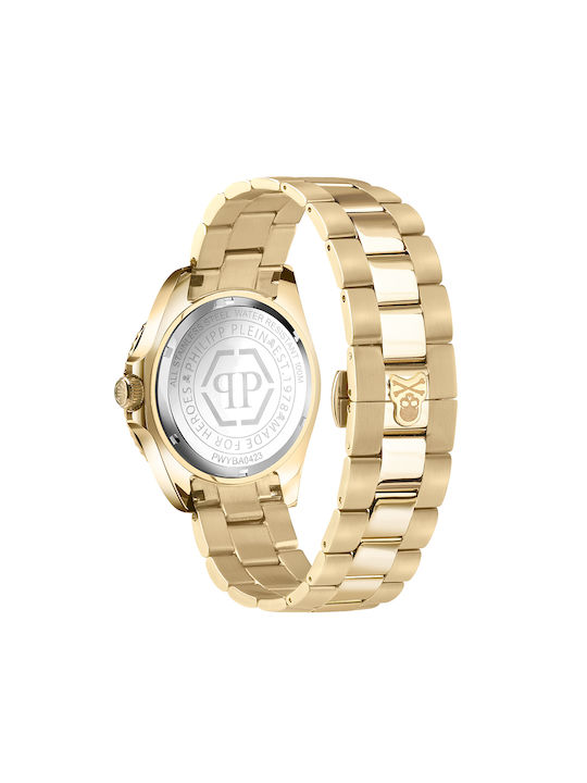 Philipp Plein Uhr Batterie mit Gold Metallarmband