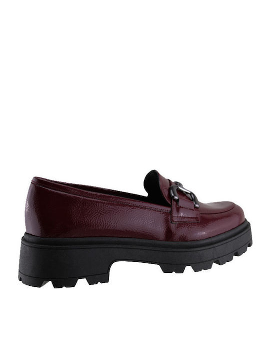 Patent Leather Women's Moccasins in Burgundy Color