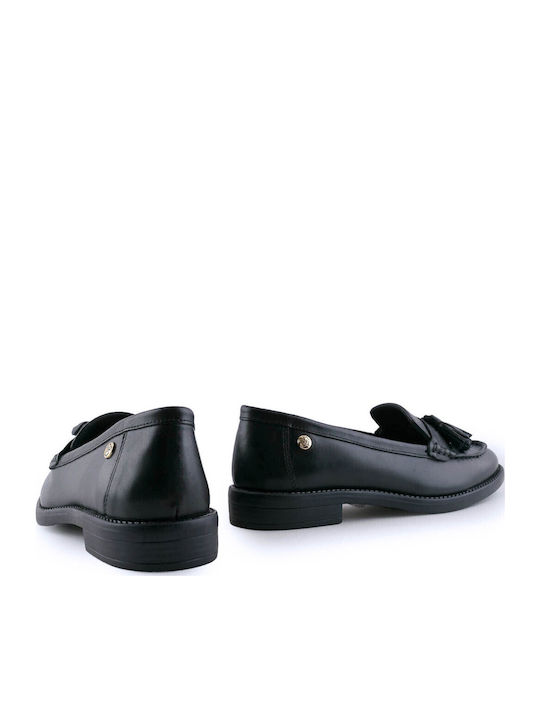 Leather Women's Loafers in Black Color