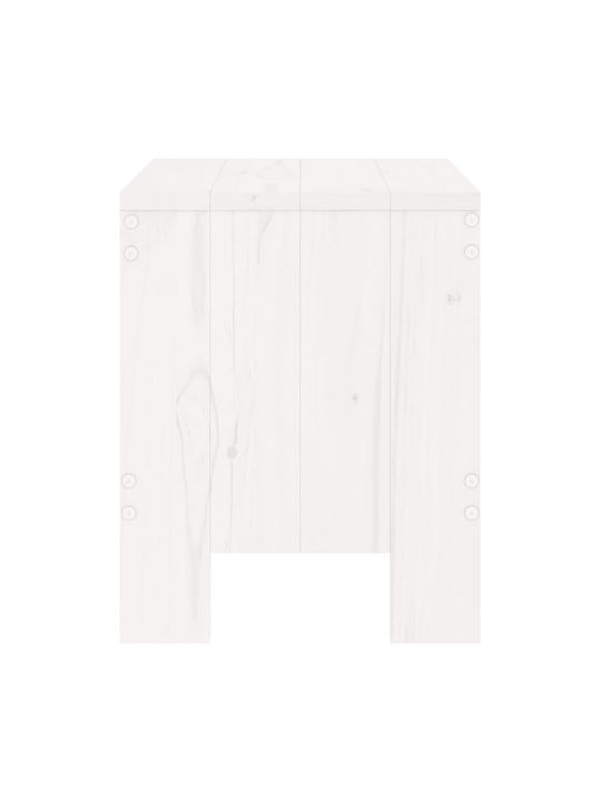 Wooden Garden Stool White 2 Pieces 40x36x45cm