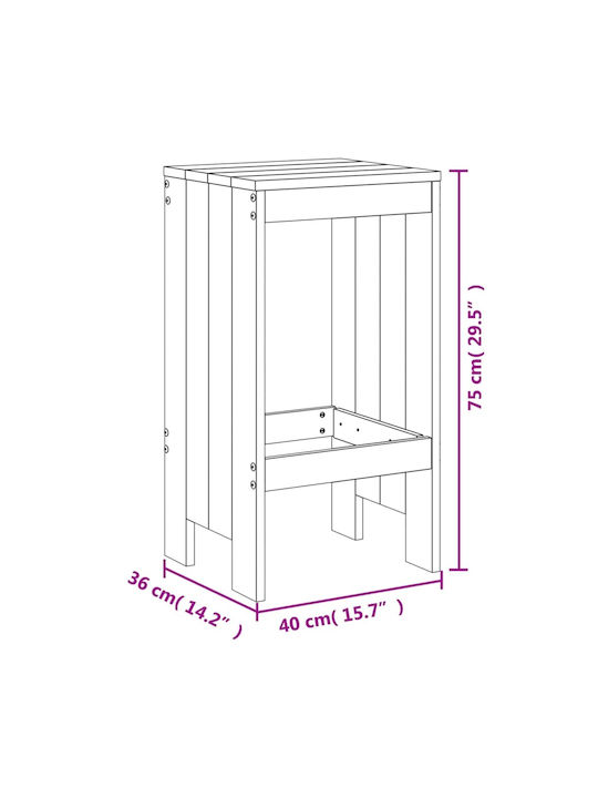 Stool for Bar Outdoor Black 40x36x75cm