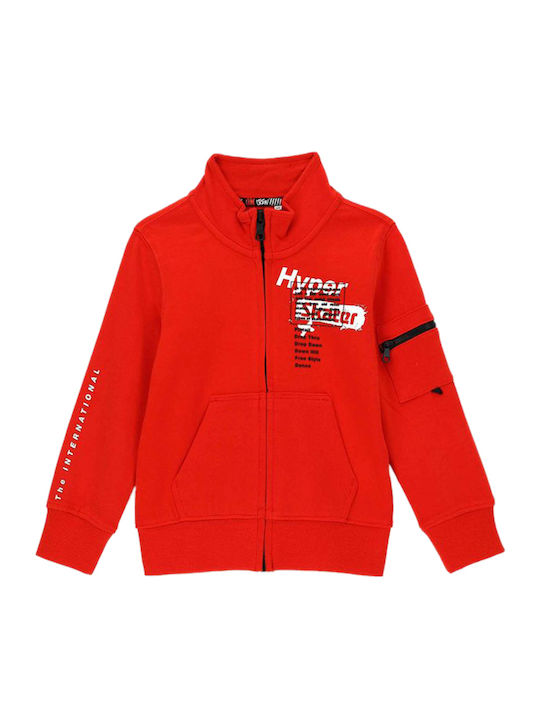 Kinder-Sweatshirt Strickjacke mit Kapuze Rote