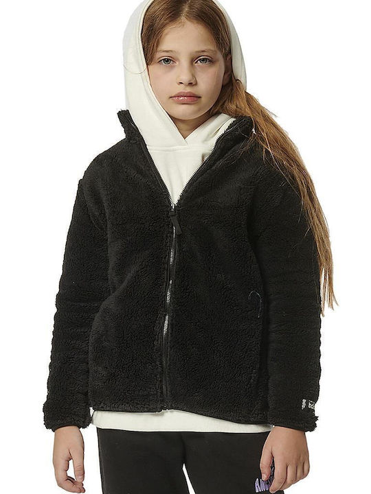 Cardigan pentru copii Fleece cu Glugă Neagră