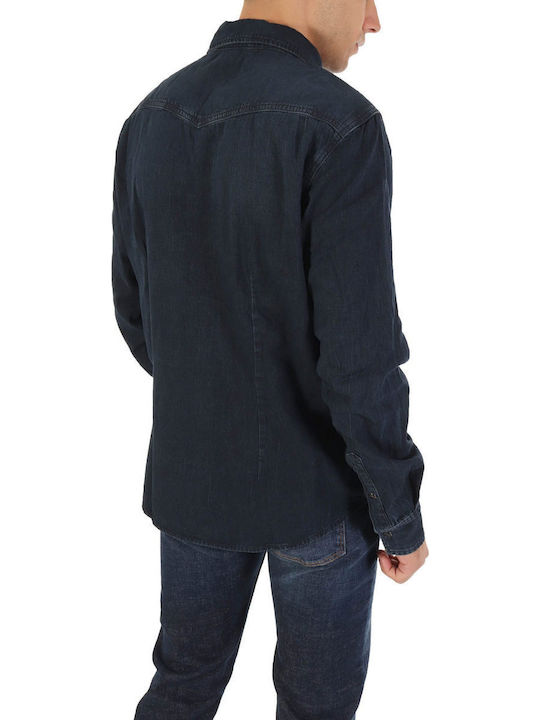 Long-sleeved Denim Shirt Blue
