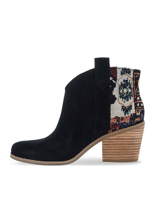 Wildleder Damen Cowboy-Stiefeletten Schwarz