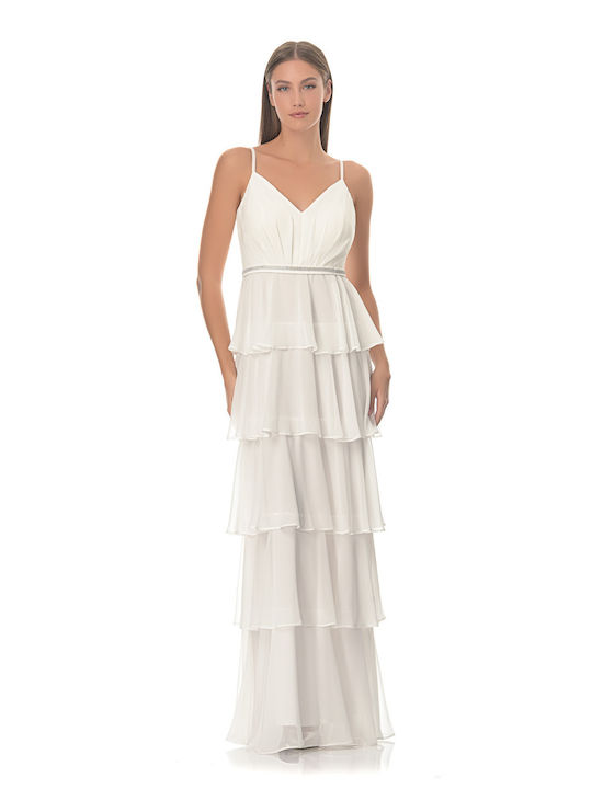 Farmaki Maxi Dress with Ruffle Beige