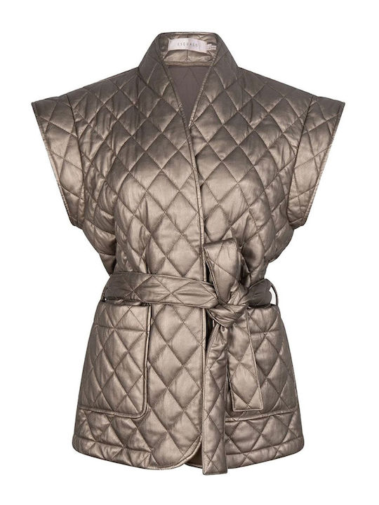 Kurz Damen Ärmellos Puffer Jacke für Winter Gold