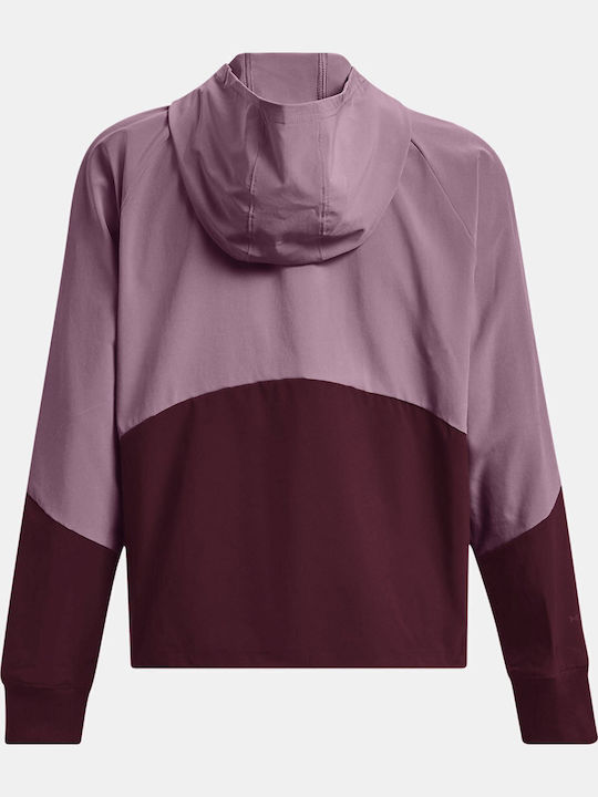 Women's Running Short Sports Jacket Windproof for Spring or Autumn Purple