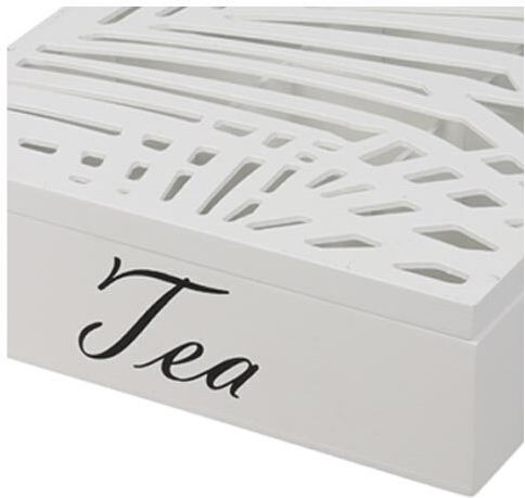 Κουτί για Τσάι με Καπάκι Ξύλινο Λευκό 24x7x24cm