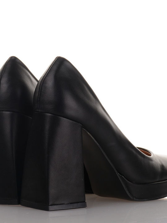 Famous Shoes Synthetic Leather Pointed Toe Black High Heels