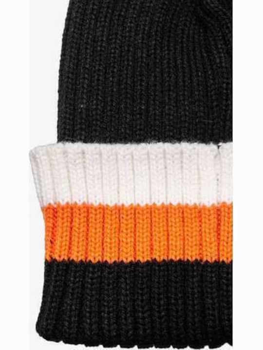 Pom Pom Beanie Unisex Σκούφος Πλεκτός σε Μαύρο χρώμα