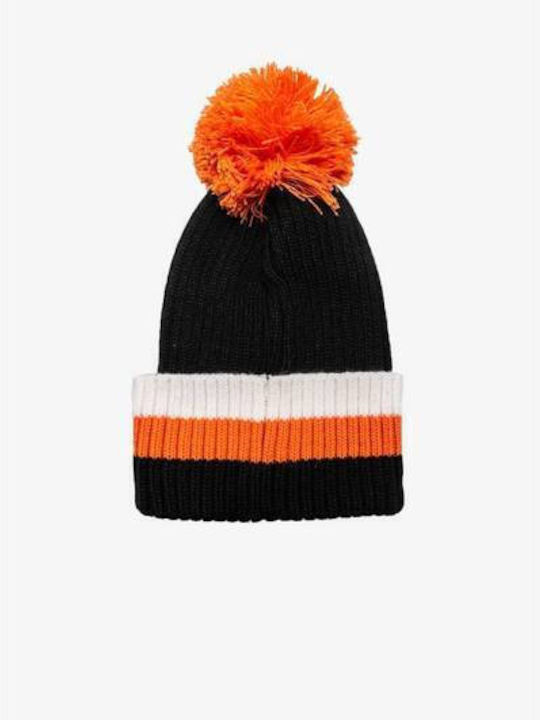 Pom Pom Beanie Unisex Σκούφος Πλεκτός σε Μαύρο χρώμα