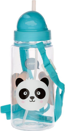 Puckator Kids Water Bottle Plastic with Straw Blue 450ml