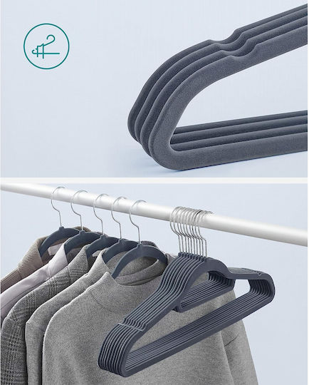 Songmics Umeraș pentru Dulap Pliabil pentru pantaloni Plastic Gri CRF20VX 20buc