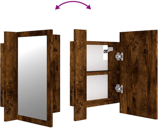 vidaXL Rectangular Bathroom Mirror Led made of Plastic with Cabinet 40x45cm Brown