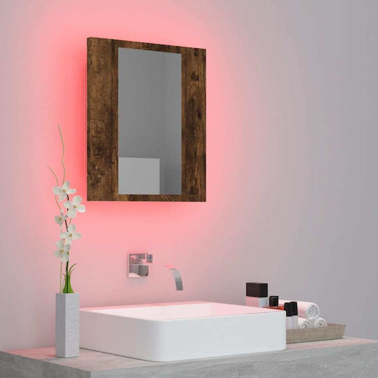 vidaXL Rectangular Bathroom Mirror Led made of Plastic with Cabinet 40x45cm Brown