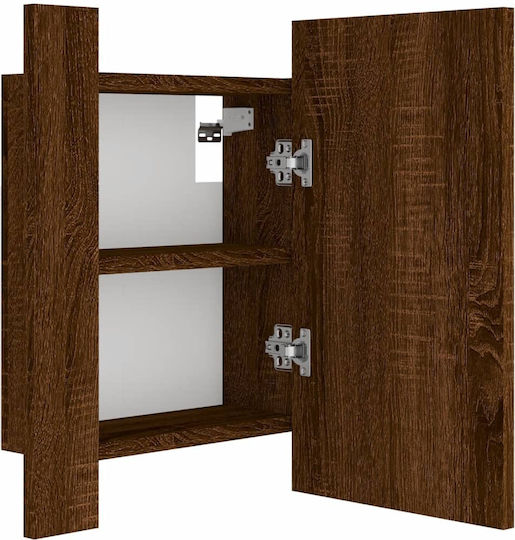 vidaXL Rechteckiger Badezimmerspiegel LED aus MDF mit Schrank 40x12cm Braun