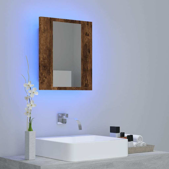vidaXL Rectangular Bathroom Mirror Led made of Plastic with Cabinet 40x45cm Brown