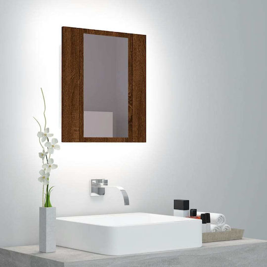 vidaXL Rechteckiger Badezimmerspiegel LED aus MDF mit Schrank 40x12cm Braun