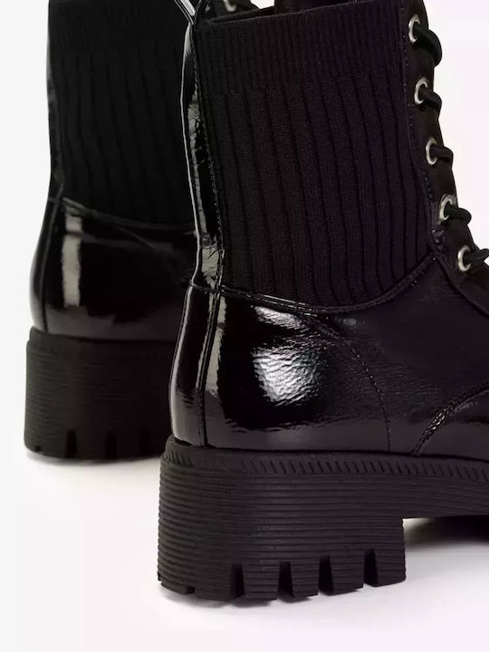 Stiefeletten Damen aus Lackleder Schwarz