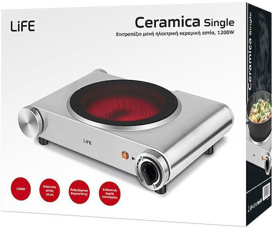 Life Single Aragaz de masă Ceramică Singură Inox