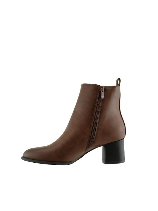 Adam's Shoes Women's Ankle Boots with Medium Heel Tabac Brown