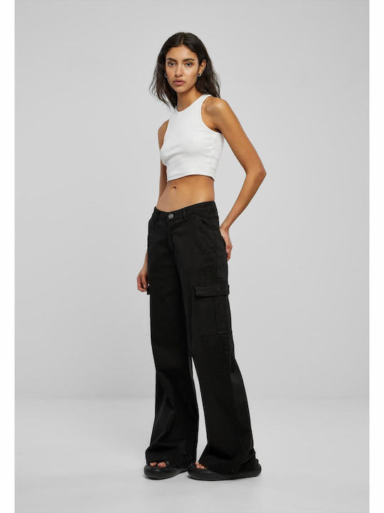 Women's High-waisted Fabric Trousers Black