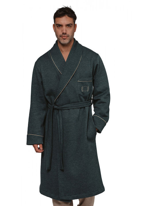 Αφοί Γιαννακόπουλοι Winter Herren-Robe Vlies Grün