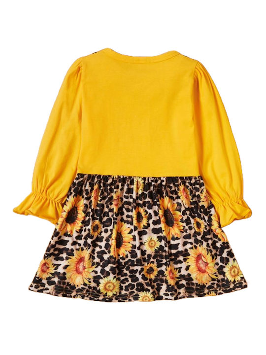 TakTakBaby Kids Dress Animal Print Long Sleeve Yellow