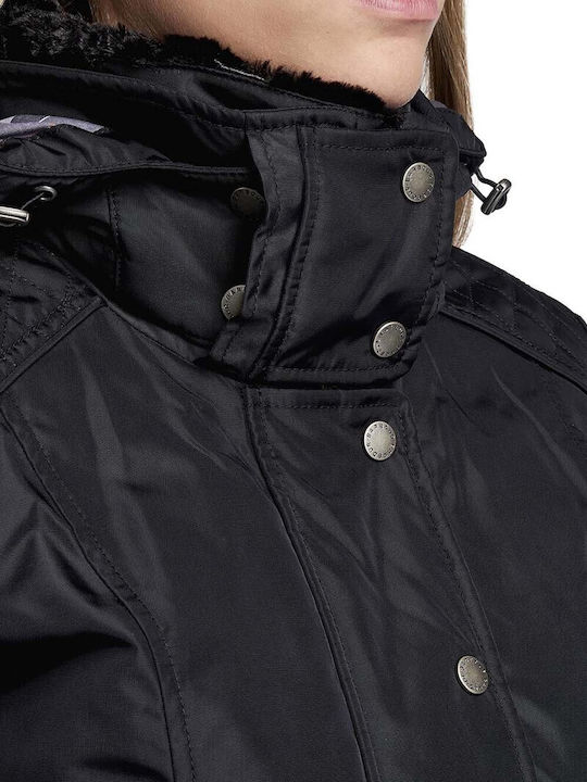 Women's Short Puffer Jacket for Winter Black