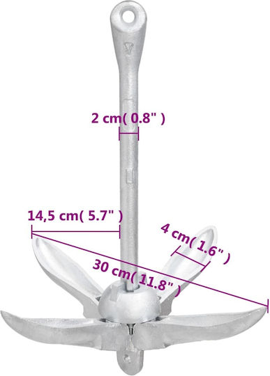 vidaXL Άγκυρα Σκάφους Grapnel-Anker Verzinkt 2.5kg